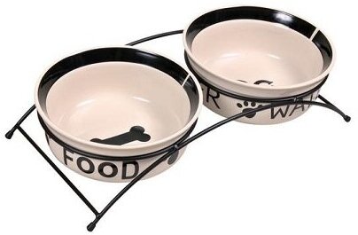 TRIXIE подставка с керамическими мисками для собак EAT ON FEET BOWL SET (2 х 0,6 л)