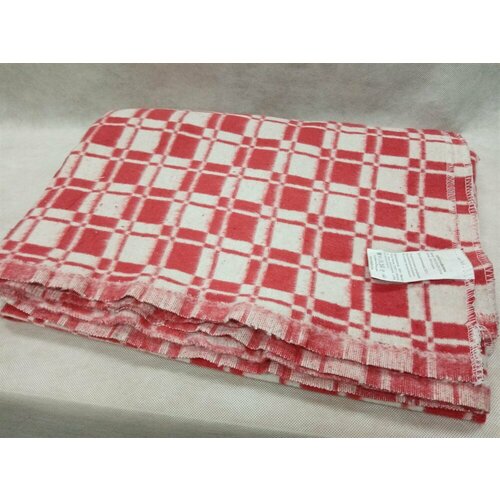 Одеяло байковое клетчатое красное. 140х205