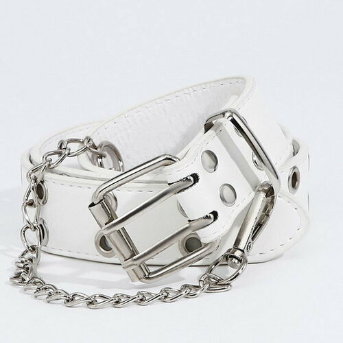 фото Ремень сима-ленд, размер 85, белый сима-лэнд