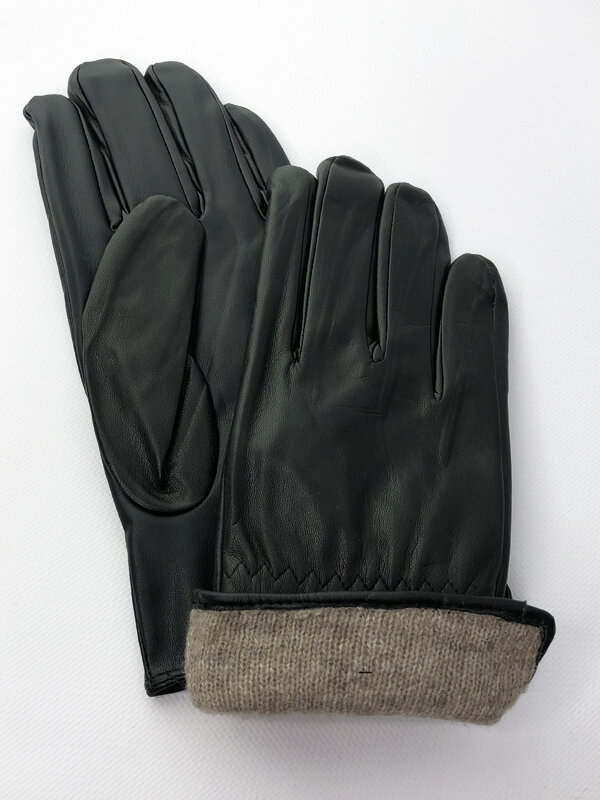 фото Перчатки мужские демисезонные RichyLOOK/ шерстяная подкладка/ эко-кожа/ черный 1/ размер 12,5