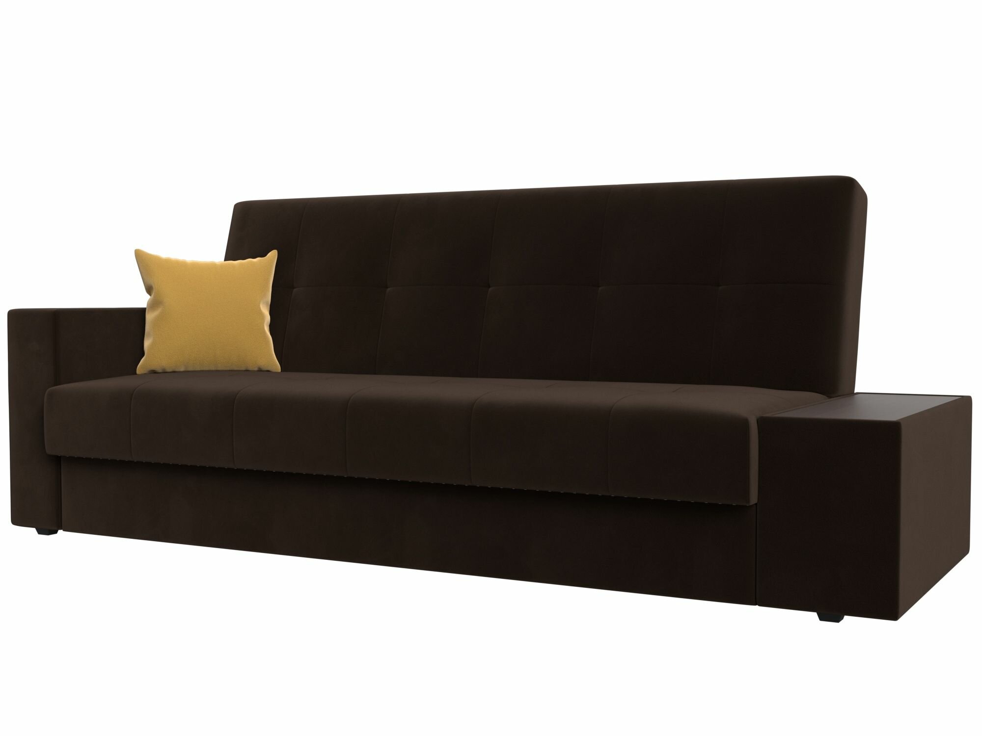 фото Диван-книжка Лига Диванов Лига-020 стол справа Коричневый/Коричневый/Желтый (микровельвет)