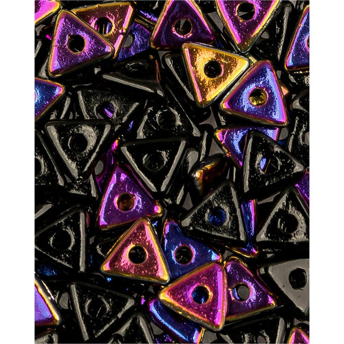 Стеклянные чешские бусины, Tri-bead, 4 мм, цвет Jet Sliperit, 5 грамм (около 145 шт.)