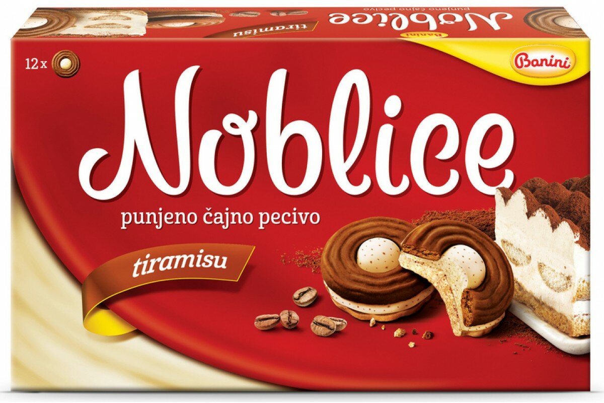 Печенье Banini 2 шт по 167 г Noblice Tiramisu с начинкой тирамису - фото №1