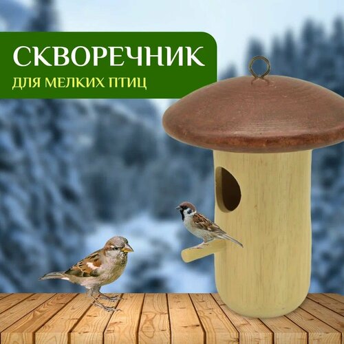 Скворечник в виде гриба для мелких птиц