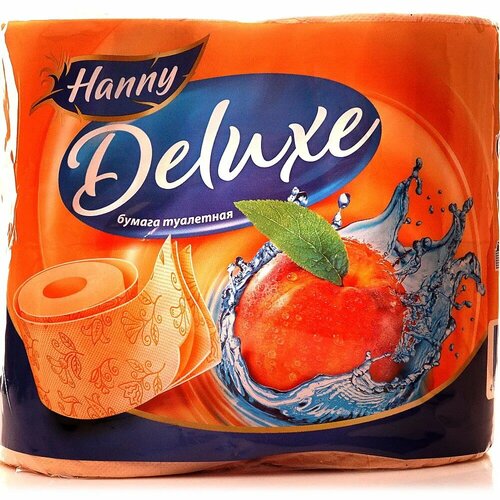 Туалетная бумага персик, HANNY Deluxe, 3-хслойная, 4 рулона