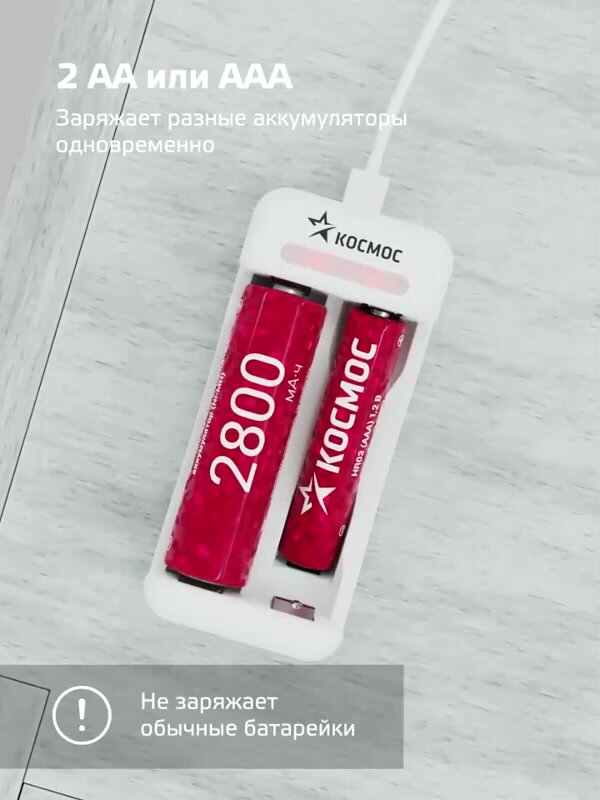Зарядное устройство для аккумуляторных батареек АА; ААА Космос KOC801USB — фото 1