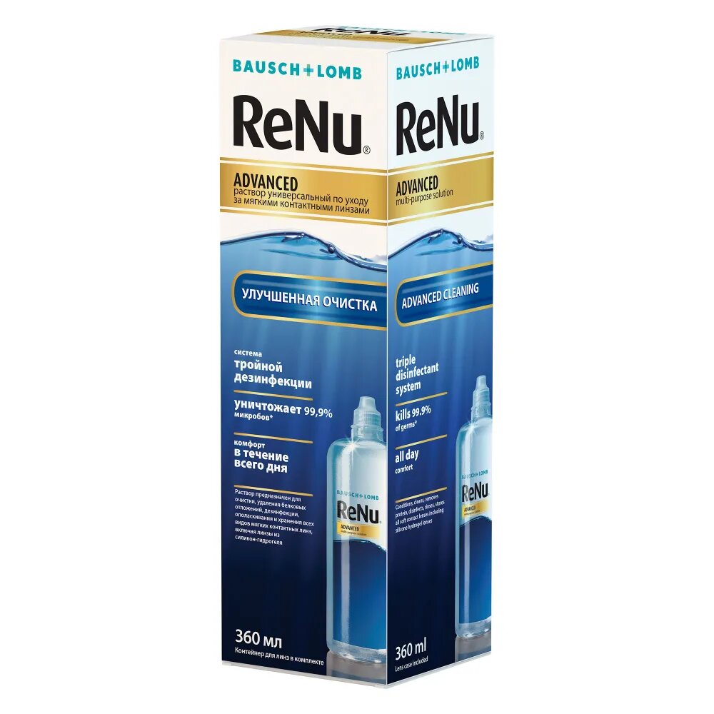 Раствор для контактных линз универсальный BAUSCH&LOMB Renu Advanced 360 мл (+контейнер) — фото 1