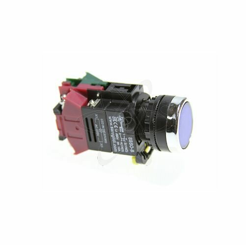 Кнопка SBS0-BY-11D с подсветкой голубой (B) 230В 1з+1р пластик