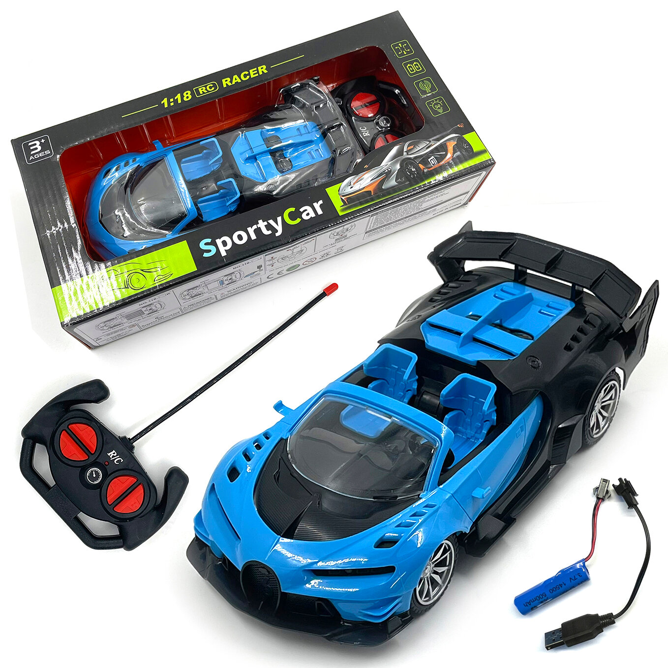 Гоночная машинка "Bugatti", управление радио, световые эффекты, питание от аккумулятора, 3+