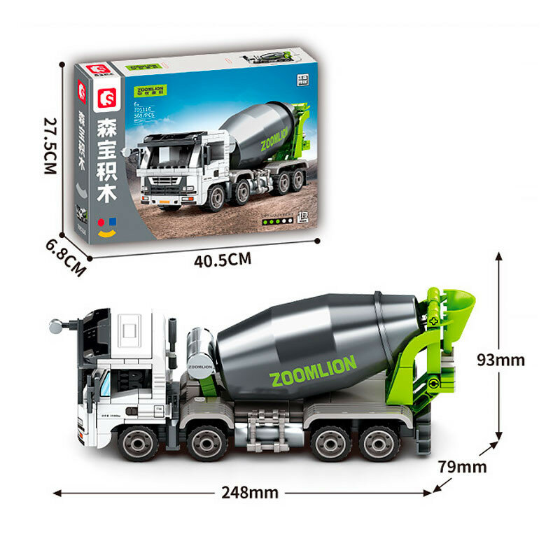 Изображение Вездеходный конструктор Xiaomi "Бетономешалка Zoomlion", 470 элементов, совместим с Lego, зелёный