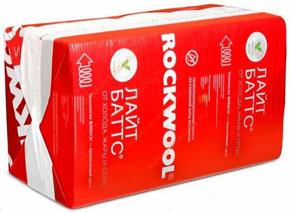 Изображение Утеплитель ROCKWOOL Лайт Баттс 1000х600х50мм 6м2 0.3м3 10шт