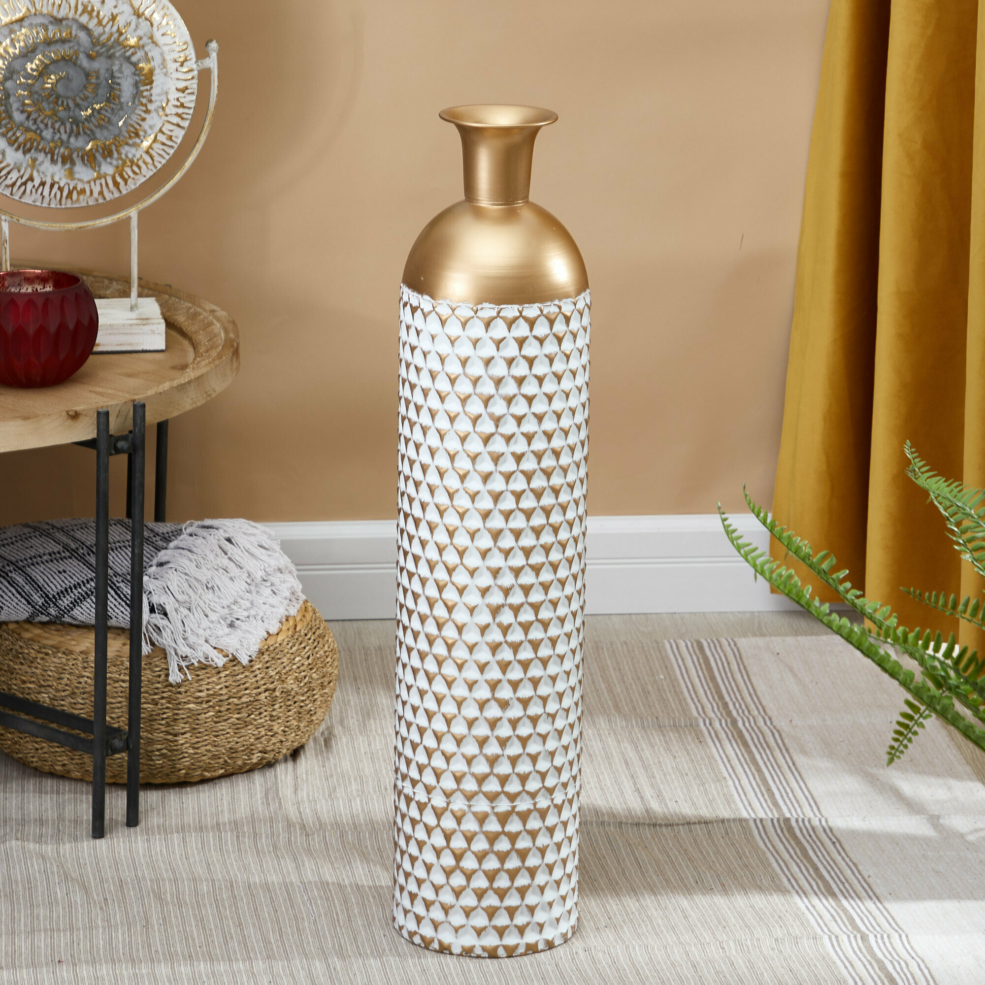 57-268 Ваза интерьерная 18х18х81см, Железо, цвет золотистый, Glasar