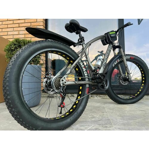 Велосипед FatBike RICHIESTO Колёса 26 Рама 21 Фэтбайк Взрослый Подростковый Спортивный серый 132760₽