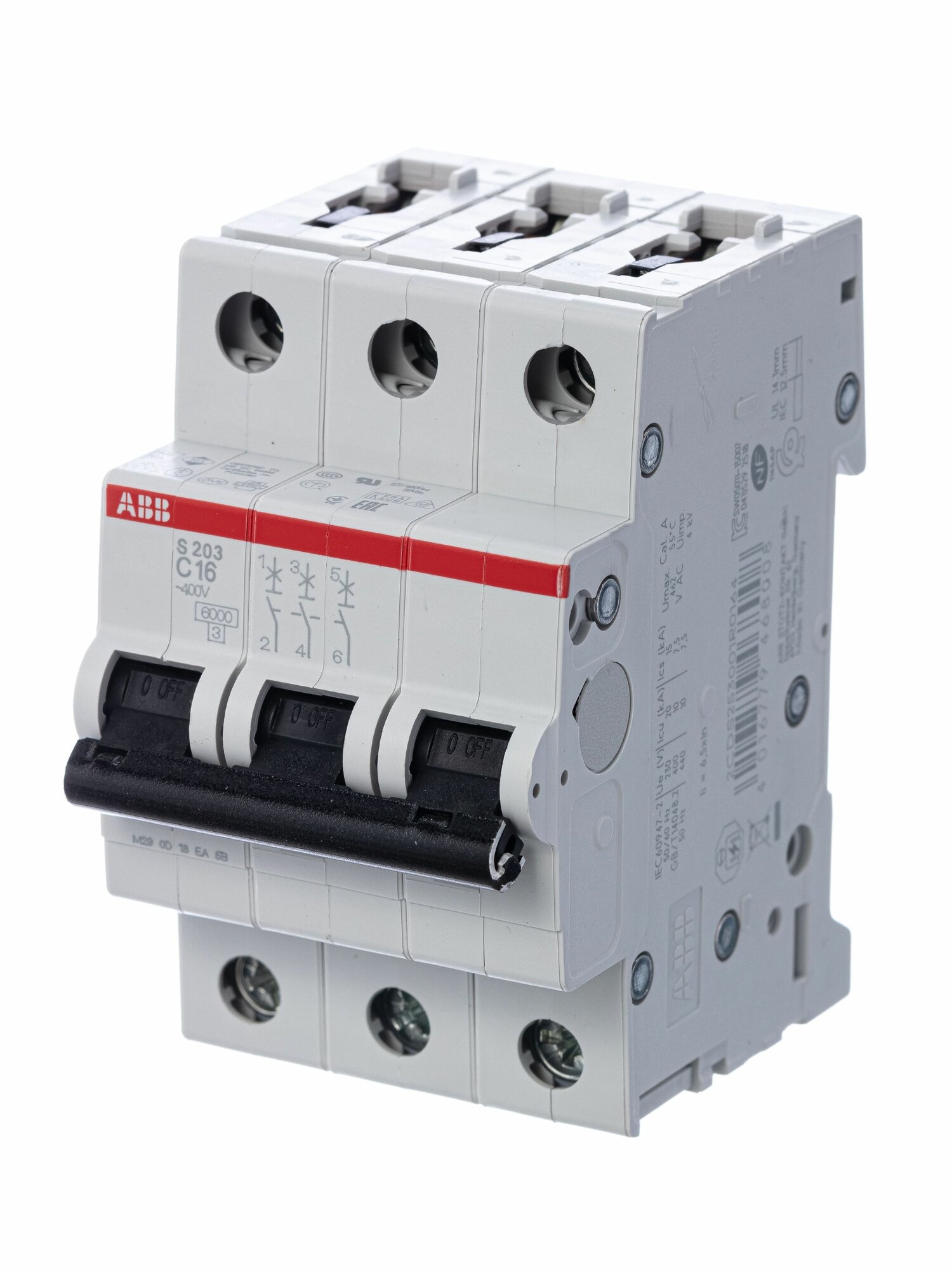 Автоматический выключатель ABB 3P SH203 C16, 4,5kA