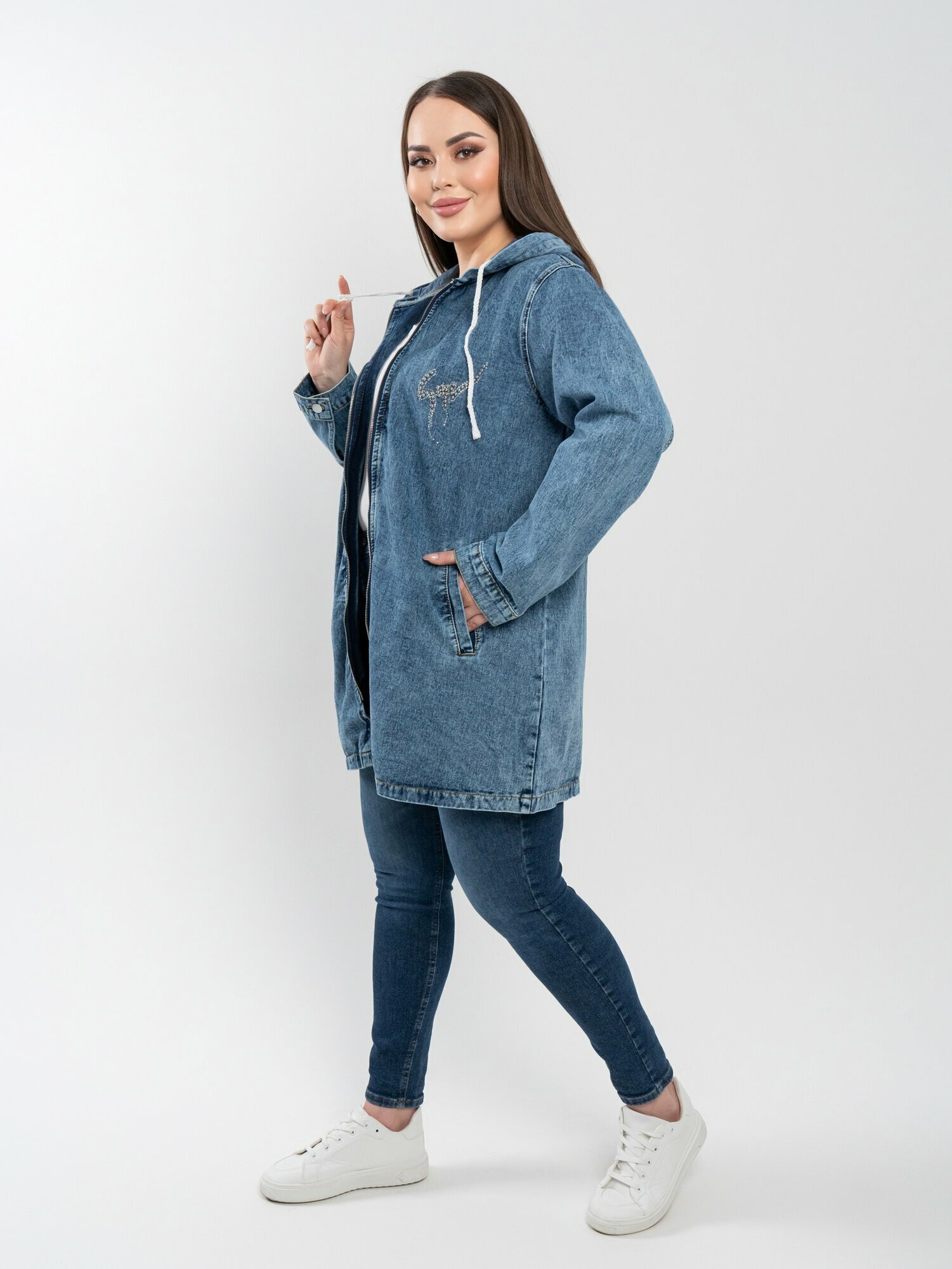 Куртка джинсовая  Весна-лето 2024, размер 54, синий — фото 1