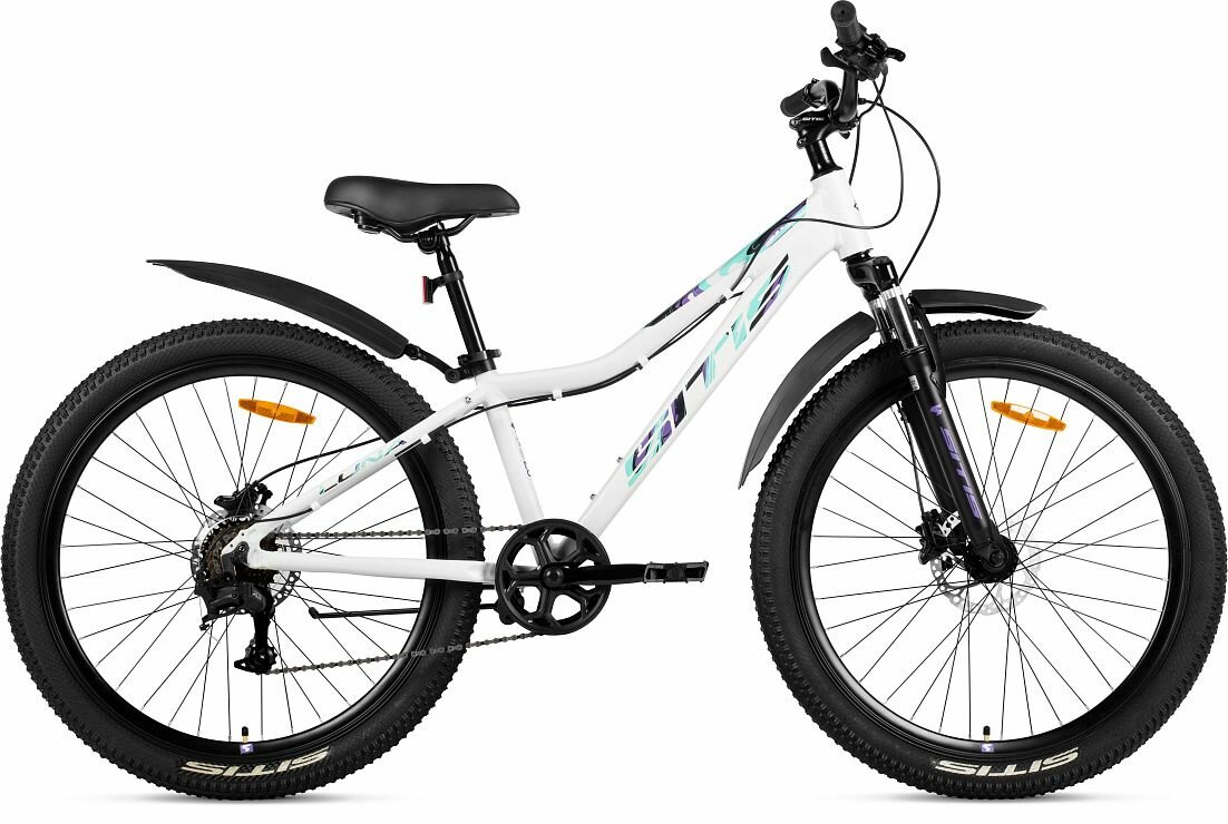 Велосипед SITIS LUNA 7SP HD 26" (2025) White-Tuquoise-Black хардтейл подростковый, 11-16 лет, алюминиевая рама