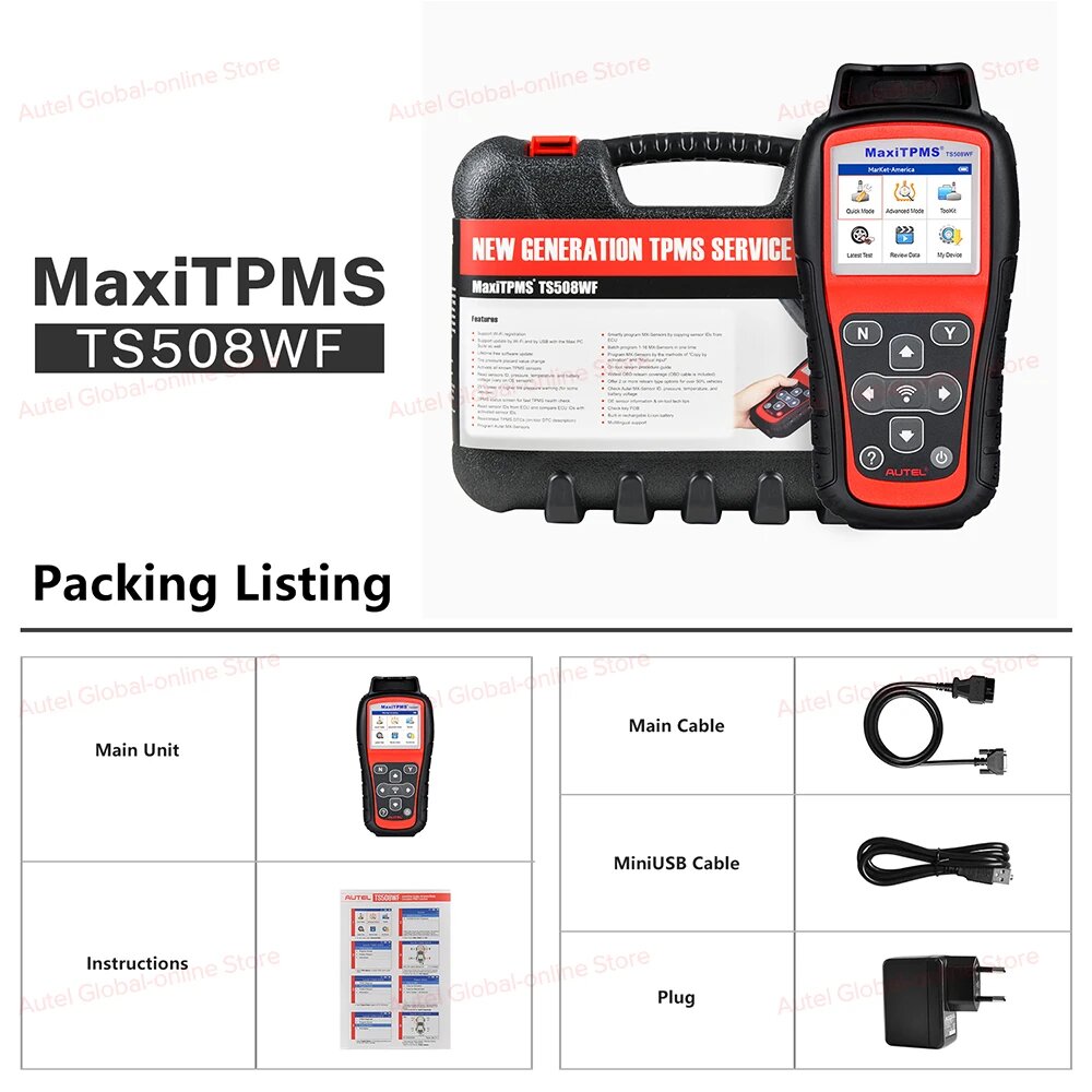 Autel MaxiTPMS TS508WF WiFi TPMS диагностический инструмент программа MX-датчики, считывание/очистка DTCs OBD2 TPMS инструмент для переизучения бесплатное обновление PK TS508, TS508WF, Русский