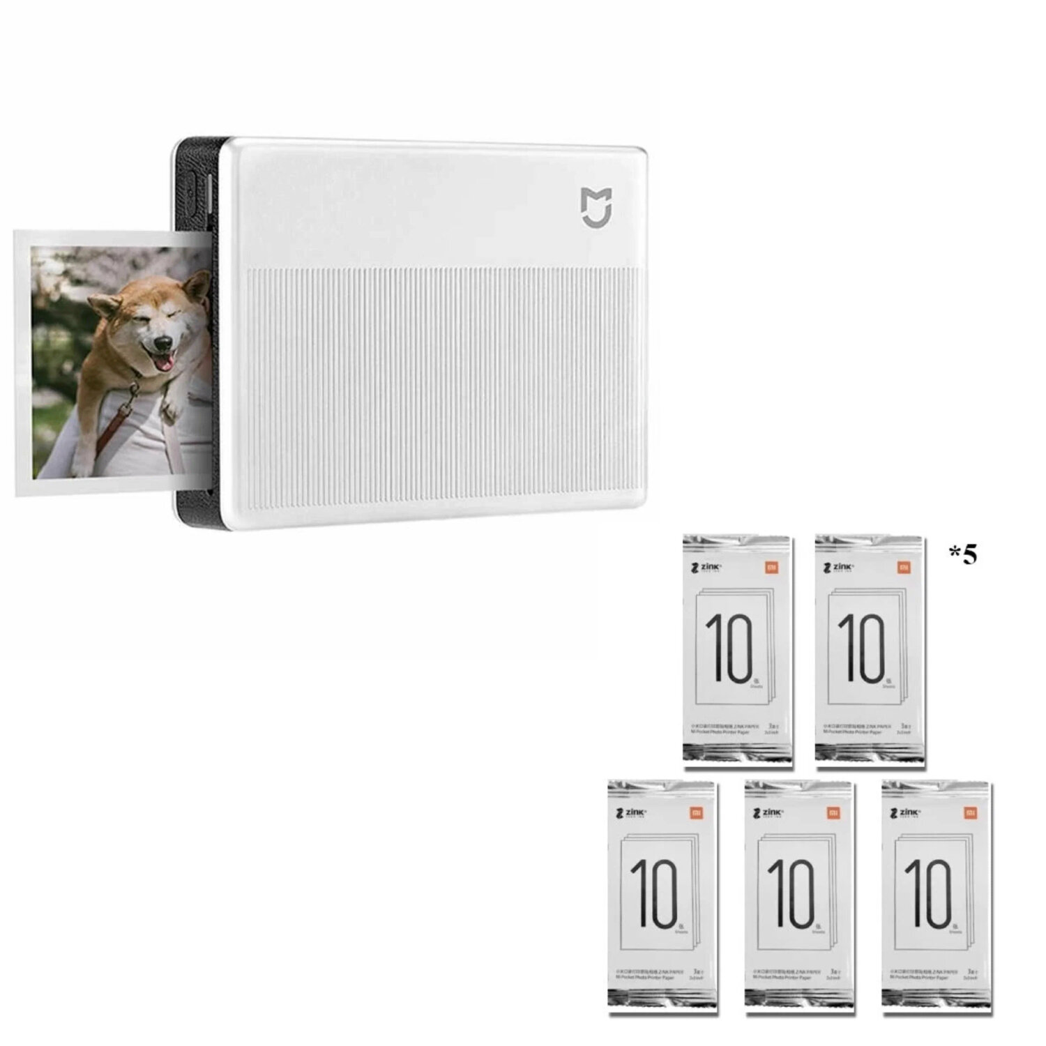 Принтер Xiaomi Mijia 1S(MJKDDYJ02HT), USB Type-C, 5 листов фотобумаги 3inches, CN, белый, Комбинация 3 (50 слайдов)