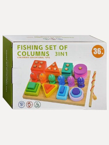 Изображение товара Развивающая игра "Сортер Fishing", 3 игры в 1, натуральное дерево, 3+