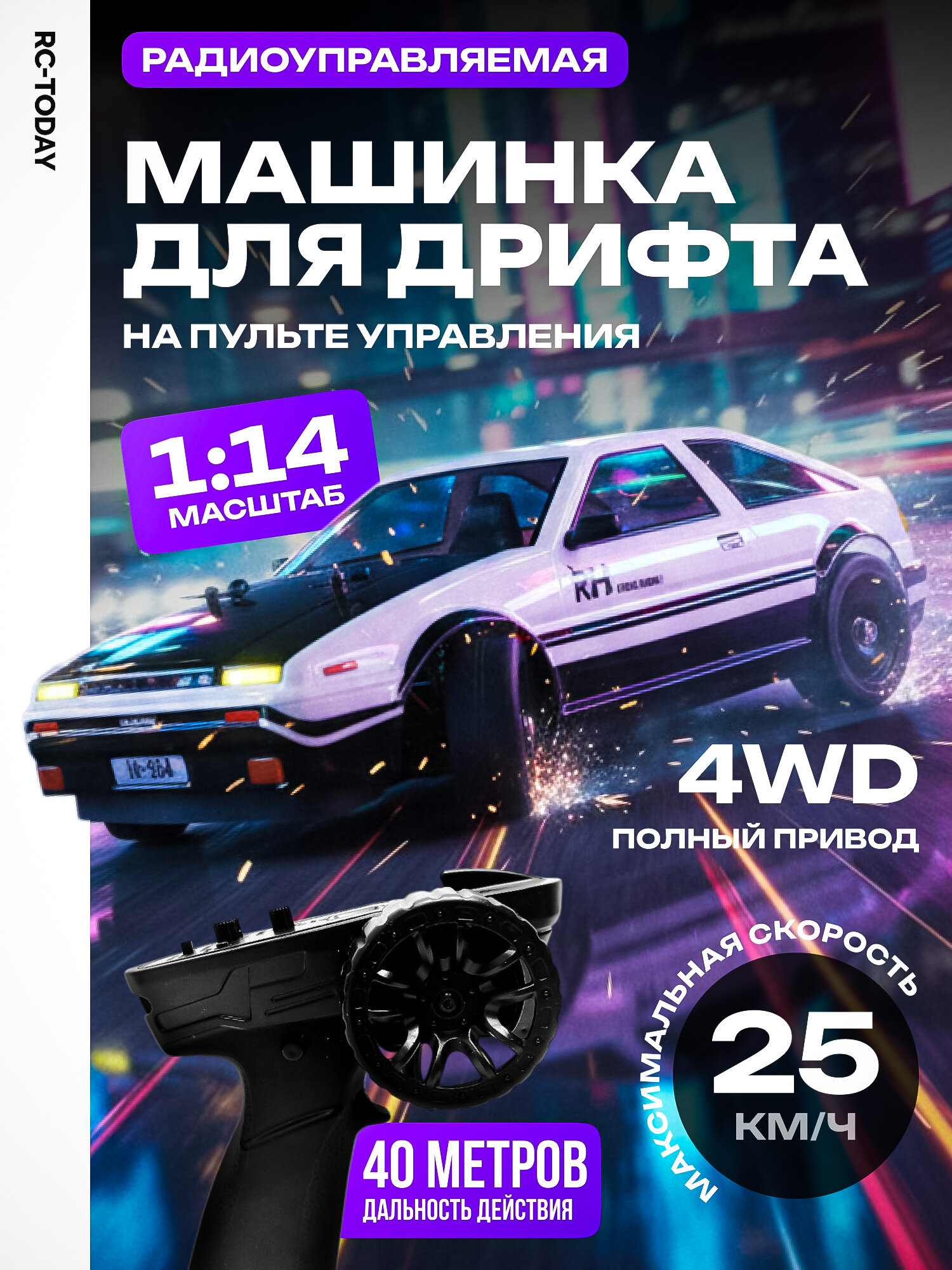 Радиоуправляемая машина Remo Hobby RH1411, для дрифта, полноприводная, 1:14