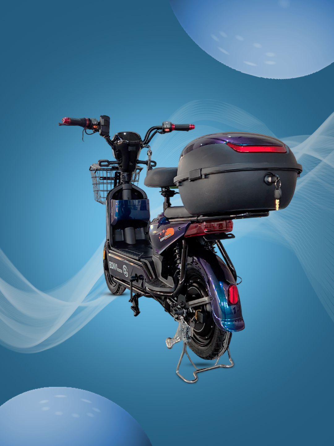 Электроскутер BONVI 2210 ID 6121, 250Вт, максимальная скорость 30км/ч синий — фото 1