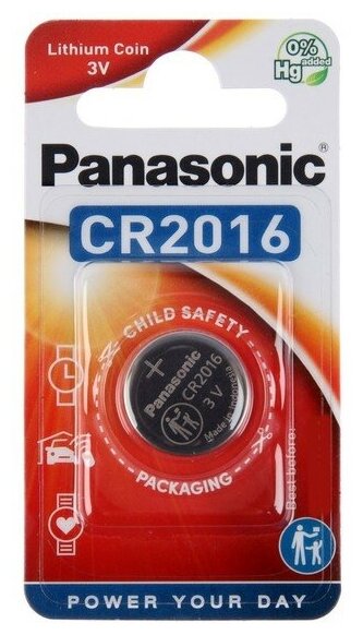 Panasonic Батарейка литиевая Panasonic Lithium Power, CR2016-1BL, 3В, блистер, 1 шт