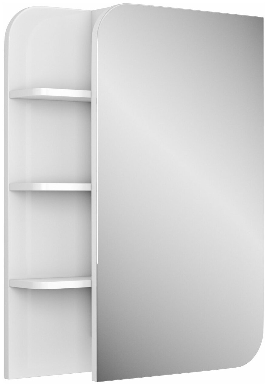 Зеркало-шкаф Uncoria Лина 55 см полки слева белое