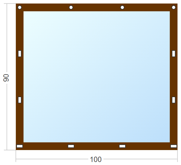 Мягкое окно Софтокна 100х90 см, Прозрачная пленка 0,7мм, Скоба-ремешок, Коричневая окантовка, Комплект для установки - фотография № 3