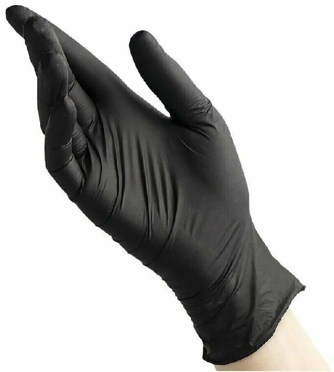 Перчатки медицинские одноразовые нитриловые "Benovy" черные S - фотография № 2