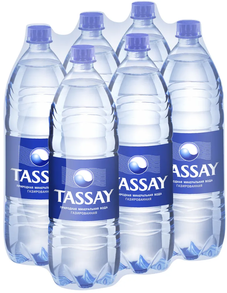 Вода питьевая TASSAY (Тассай), газированная, 1 л х 6 шт, ПЭТ - фотография № 1