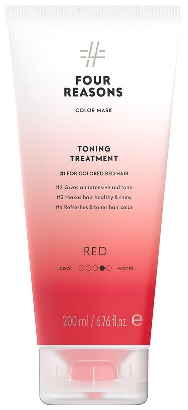 Four Reasons Тонирующая маска для поддержания цвета окрашенных волос Toning Treatment Red, 350 г, 200 мл