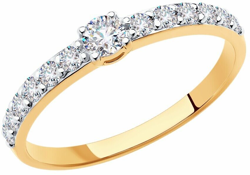 Кольцо помолвочное Diamant online, золото, 585 проба, фианит