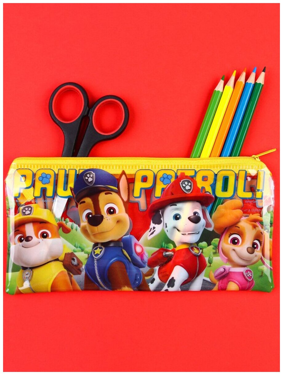 Пенал-кошелек/пенал-косметичка школьный мягкий Paw Patrol, Щенячий Патруль, желтый, 20 х 9 см