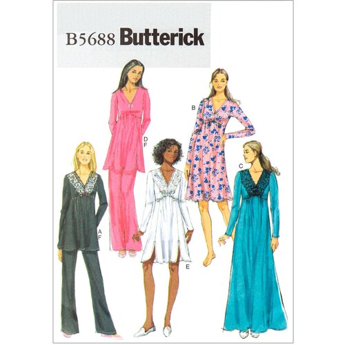 Выкройка BUTTERICK №5688 Комплект: топ, платье, брюки выкройка butterick 5961 пуловер брюки