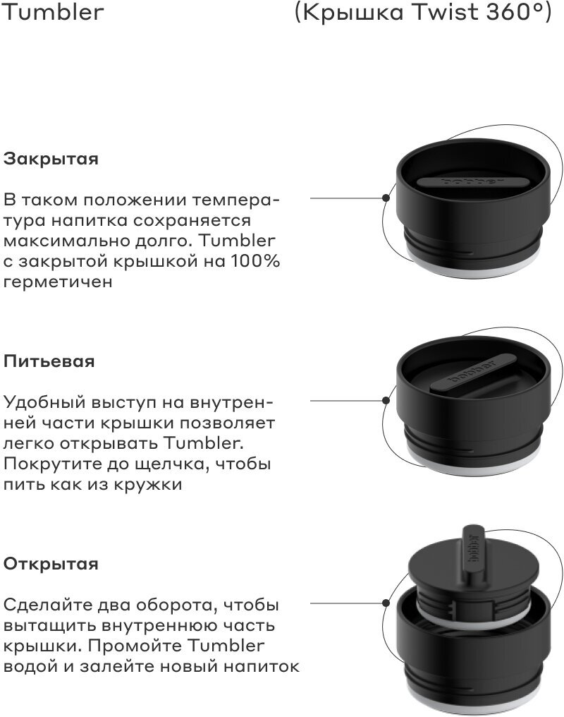 Термокружка Bobber Tumbler-470, 0.47л, белый/черный (TUMBLER-470/WHI) - фотография № 3