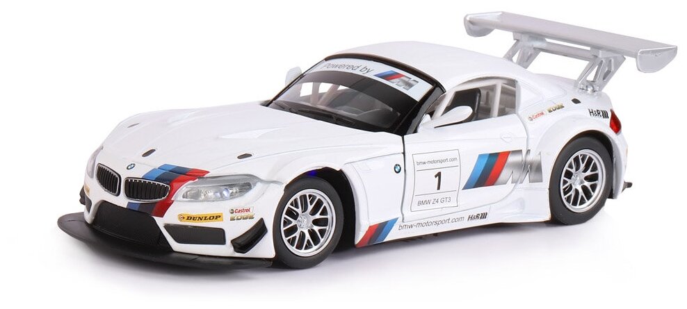 Легковой автомобиль Автопанорама BMW Z4 GT3 JB1200122/JB1200123 1:24, 18 см, белый