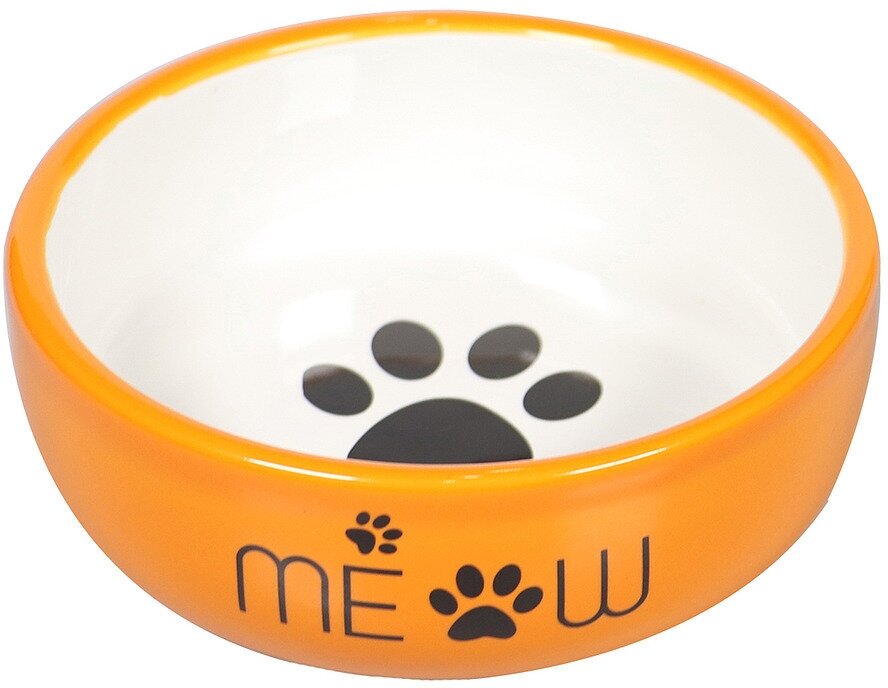 Миска Mr.Kranch керамическая для кошек MEOW 380 мл, оранжевая Mr. Kranch 2022060210166 - фотография № 2