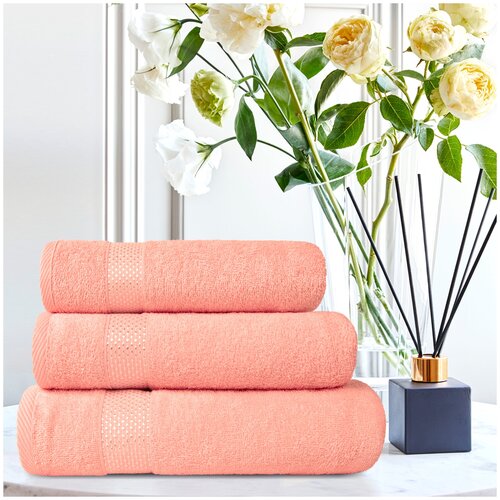 фото Eleganta набор из 3 полотенец petek crystal цвет: светло-розовый (30х50 см,50х80 см,70х130 см) br53579