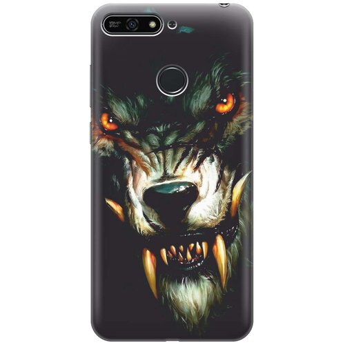 фото Gosso ультратонкий силиконовый чехол-накладка для huawei y6 prime (2018) / honor 7c / honor 7a pro с принтом "злой оборотень"