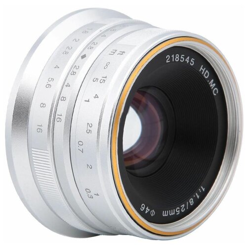 Объектив 7artisans 25mm F18 Fuji X серебряный 723000₽