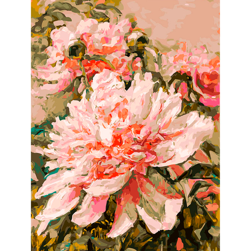 фото Картина по номерам белоснежка "нежный пион" / раскраска / холст на подрамнике 30х40 см. / цветы
