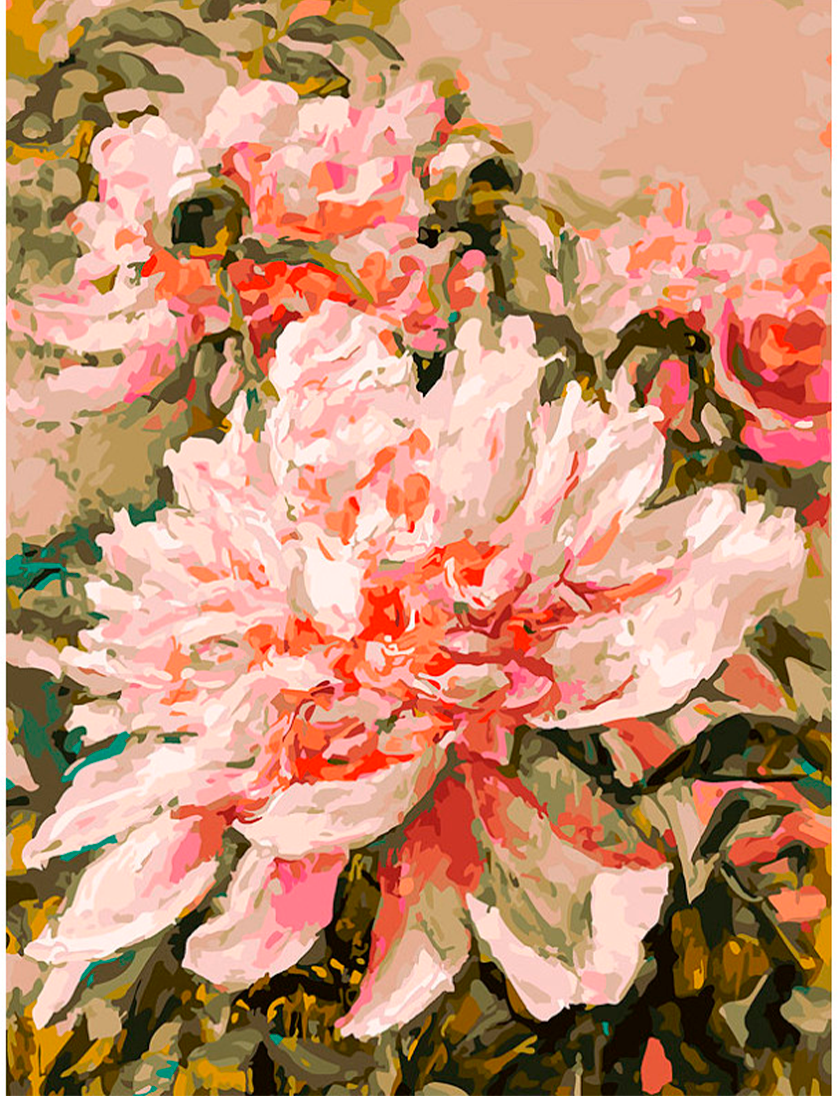 Картина по номерам Белоснежка "Нежный пион" / Раскраска / Холст на подрамнике 30х40 см. / Цветы