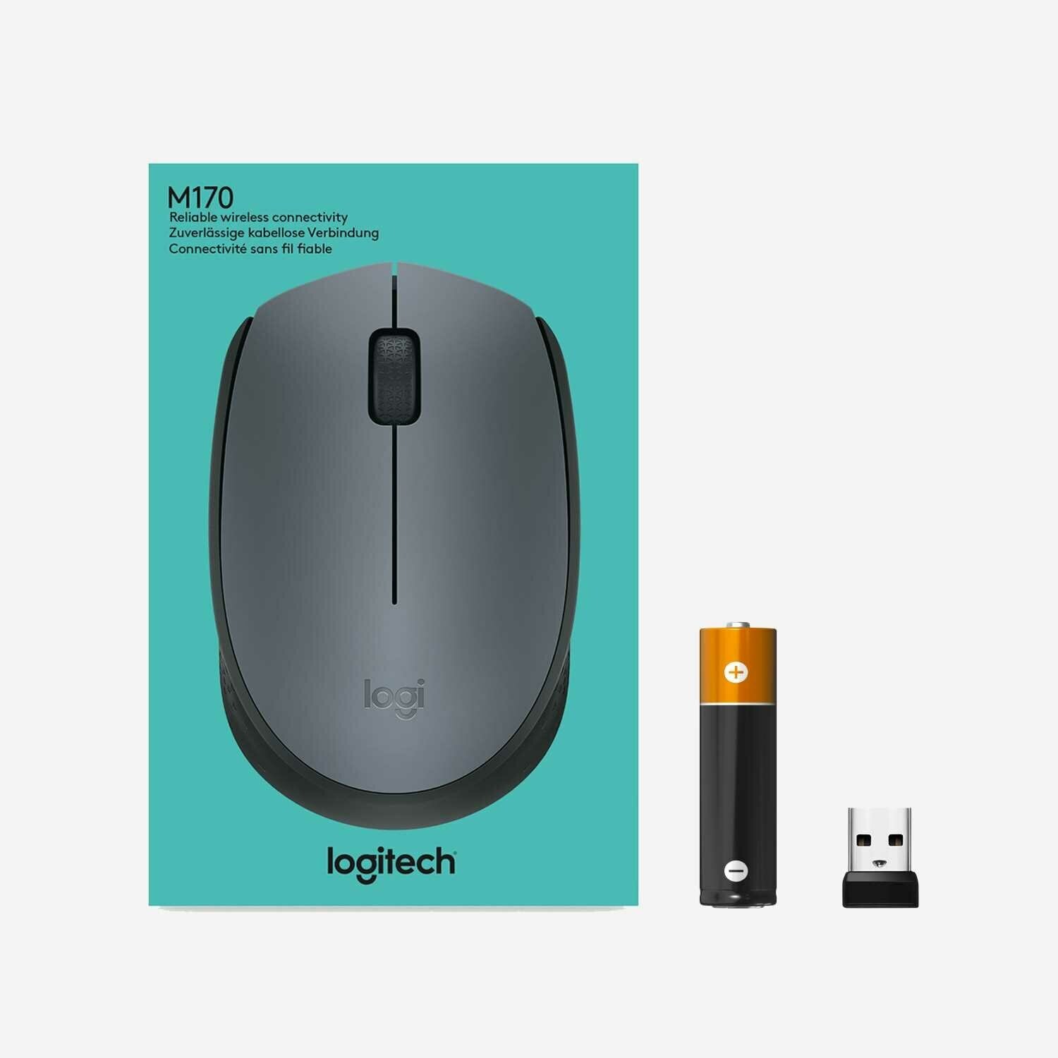 Мышь Logitech M170, серый/черный (910-004646) - фото №9
