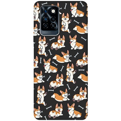 Матовый чехол Corgi Pattern для Infinix Note 10 Pro NFC / Инфиникс Нот 10 Про с 3D эффектом черный матовый чехол suach a perfect day для infinix note 10 pro nfc инфиникс нот 10 про с 3d эффектом черный