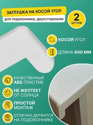 Накладка на подоконник ПВХ 600 мм/Заглушка торцевая с косым капиносом 600мм., белая (2 шт.)