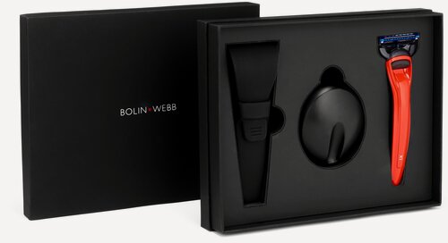 Изображение товара Набор Bolin Webb X1, бритва X1 красная, подставка X1 черная, дорожный чехол