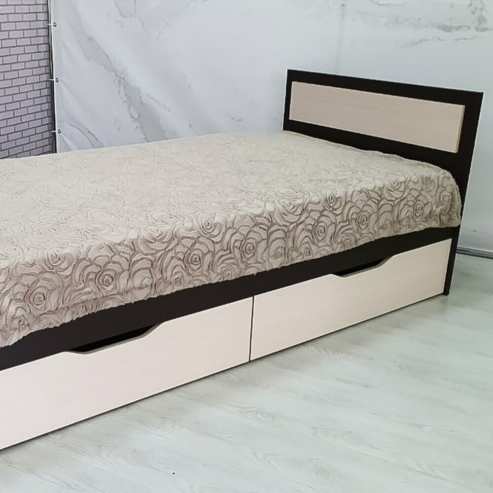 Кровать односпальная Гармония с ящиками (Виктория) 90х200 см, Дуб белфорт/Венге