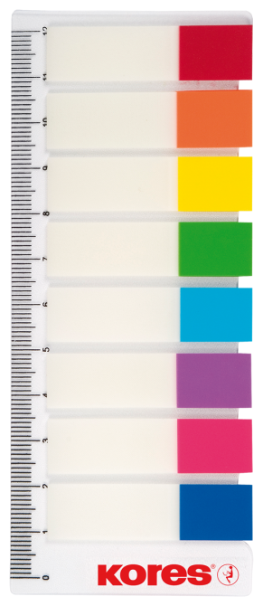 Kores Пластиковые клейкие закладки на линейке 8 цветов по 15 листов 12 х 45 мм двухцветные (201925)