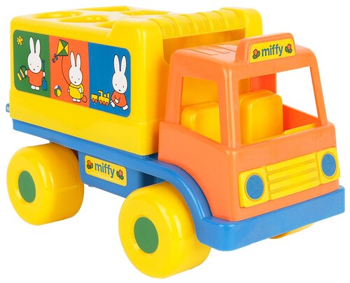 Развивающая игрушка Полесье Миффи Логический грузовичок №1, желтый/оранжевый/синий