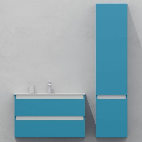 Комплект мебели для ванной тумба 90 см и пеналом 40*35*170 см, правый, цвет RAL 5024, влагостойкий, матовая эмаль + лак, серия СДпрестиж